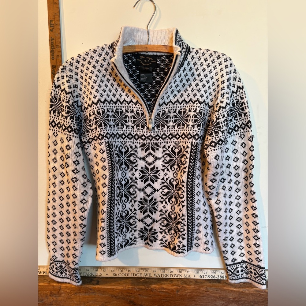 OBERMEYER Classic Black and White Nordic Half-Zip Sweater